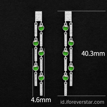 Warna hijau es jadeite tetes anting -anting perhiasan